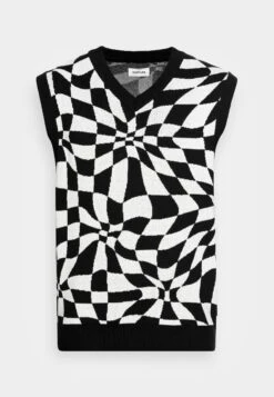 YOURTURN Distorted Check Vest Unisex - Jumper - Black/White -Yourturn 0c905aaa1f764777bb0751bb5f4242ae