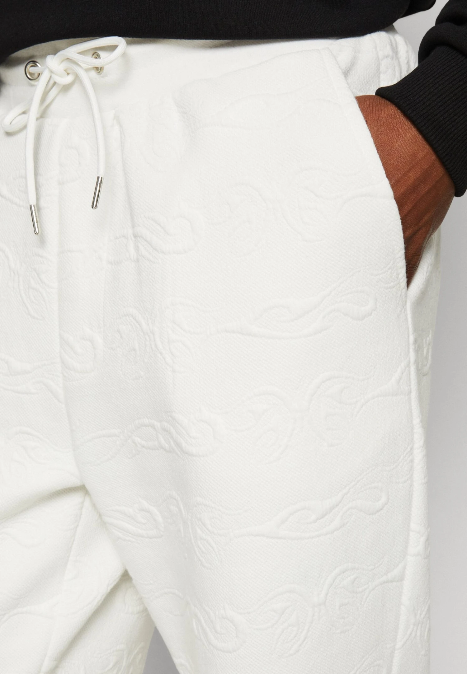 YOURTURN Tribal Embossed Unisex - Tracksuit Bottoms - Off White 8 YOURTURN Tribal Embossed Unisex - Tracksuit Bottoms - Off White - Image 6
