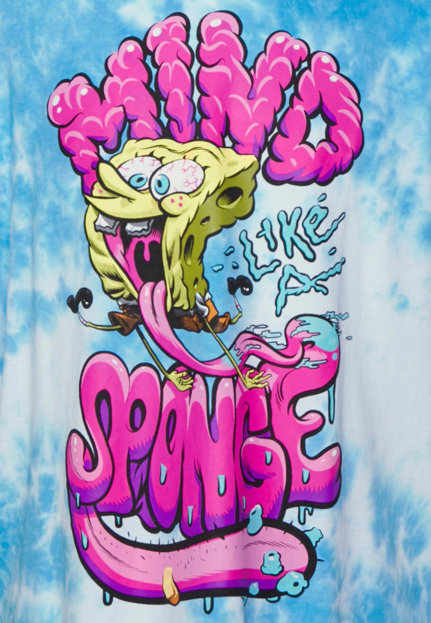 YOURTURN Spongebob Tie Dye Graphic Tee - Print T-Shirt - Blue 5 YOURTURN Spongebob Tie Dye Graphic Tee - Print T-Shirt - Blue - Image 3