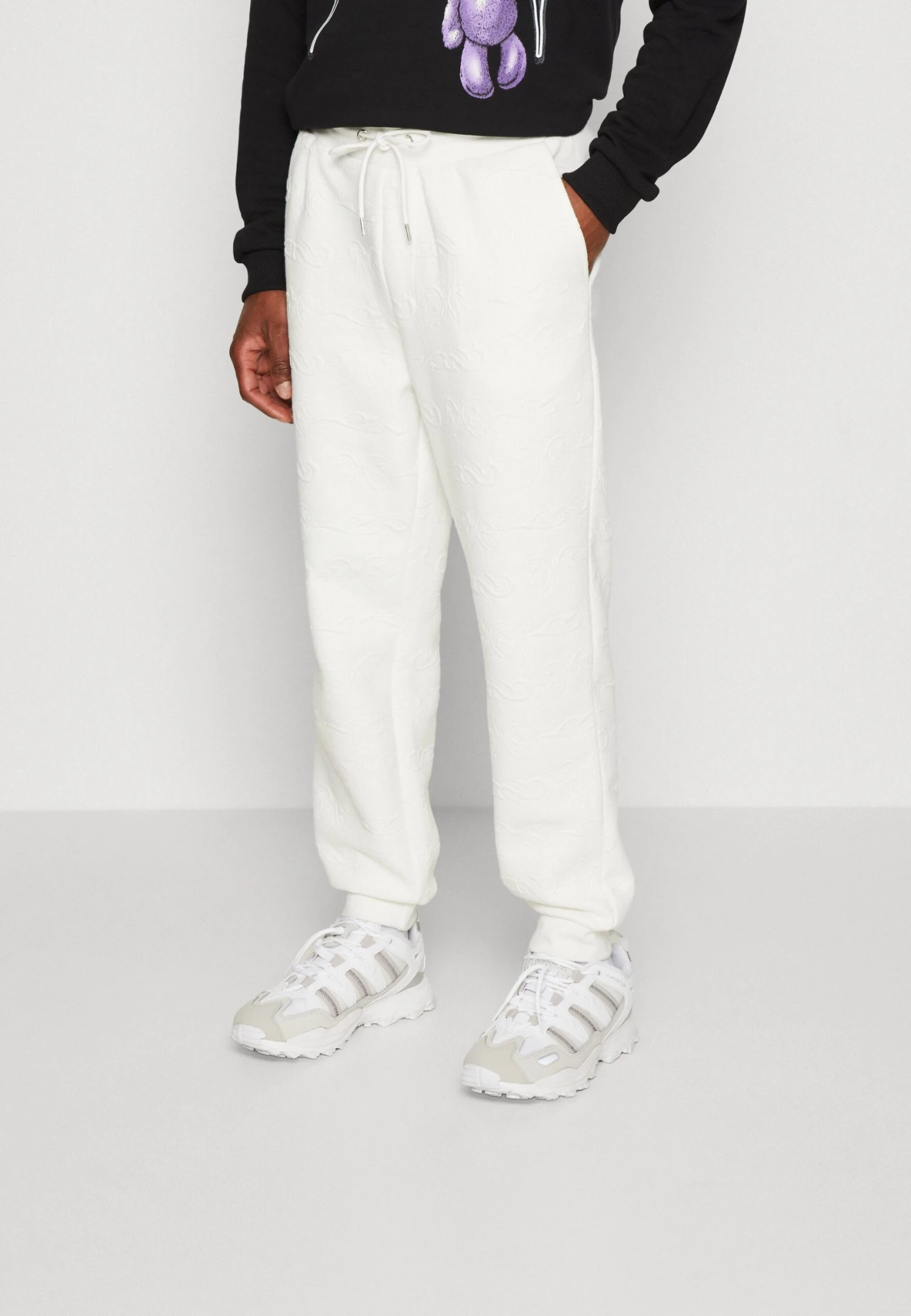 YOURTURN Tribal Embossed Unisex - Tracksuit Bottoms - Off White 3 YOURTURN Tribal Embossed Unisex - Tracksuit Bottoms - Off White