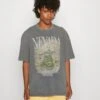 YOURTURN Nevada Wash Graphic Tee Washed - Print T-Shirt - Charcoal