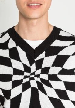 YOURTURN Distorted Check Vest Unisex - Jumper - Black/White -Yourturn 7dcb994c98d14ce7a38fa74356cb62c7