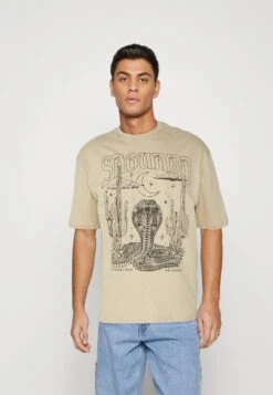 YOURTURN Unisex - Print T-Shirt - Tan