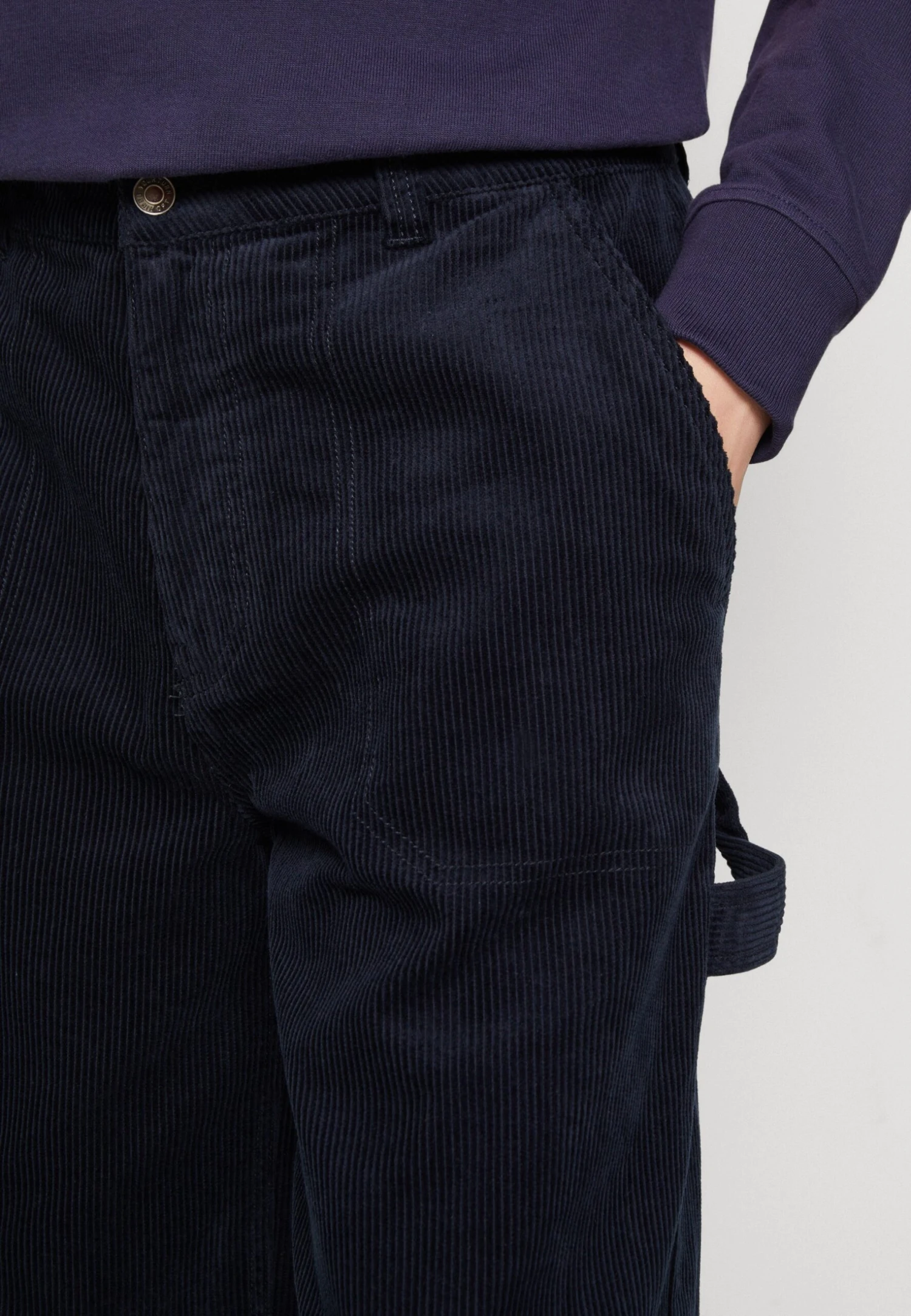 YOURTURN Wide Fit Carpenter Corduroy Unisex - Shorts - Dark Blue 6 YOURTURN Wide Fit Carpenter Corduroy Unisex - Shorts - Dark Blue - Image 4