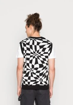 YOURTURN Distorted Check Vest Unisex - Jumper - Black/White -Yourturn b039e6683b6846d79acd1f15c36fae0f